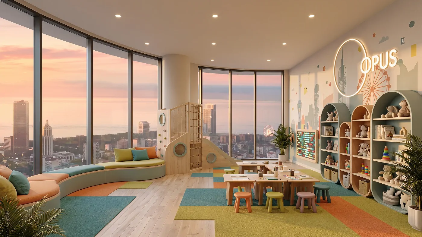 OPUS Signature kids club and play room with panoramic windows